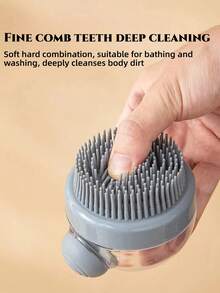 1pc Multi-Functional Shower Brush, Soft Skin-Friendly Cleansing Brush, Liquid-Addable Head Cleaning & Massage Shampoo Brush, Perfect Body Cleaning Care Tool