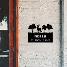 1 pieza Placa de dirección de metal personalizable con silueta de árbol - Arte de pared personalizado para la entrada del hogar, jardín al aire libre y decoración de fiestas - Artesanía decorativa de silueta de hierro - No se necesita electricidad