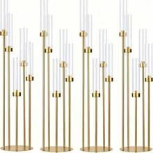 4 件/1 件 39.4 英寸高金色 5 臂落地烛台，带亚克力灯罩的金属烛台，圣诞装饰，婚礼中心装饰，适合婚礼、家居、派对的电蜡烛 - 金的 - 查看 9