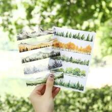 20 piezas de pegatinas de PET cortadas troqueladas en tiras largas con decoración de paisaje, material manualidad para scrapbooking, diario, álbum, artículos de artesanía