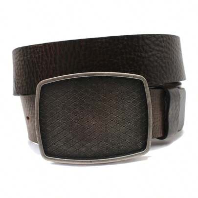 Cinturón vaquero de piel para hombre 4 cm ancho hebilla vaquera cuadro lisa oscuraLisoBohemioPiel GenuinaHebillaVaquero