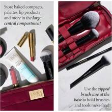 LAURA GELLER NEW YORK Quilted Makeup Bag With Brush, Burgundy - Toiletry Bag Organizer Travel - Large Capacity Full Size Makeup Bag - Easy To Clean - Black - View 8