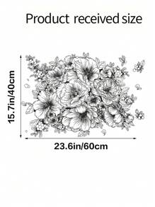 1pc Home Decorations Black Flower Wall Sticker, Modern Floral Pattern Wall Decal For Home,Stickers,Wall Decal,Vinyl Decal For Home Decorations, Wall Decoration Items Refresh Your Home