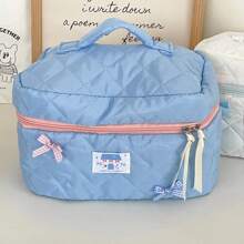1 Pc 3 Colors Large Cute Bowknot Decoration Cosmetic Bag Portable Travel Large Makeup Storage Organizer Bag