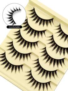 Asiteo 5 对尖刺漫画睫毛自然纤细假睫毛，动漫角色扮演完美适合日常佩戴和主题派对假睫毛，睫毛，睫毛，假睫毛 - 尖尾漫畫款 - 查看 6