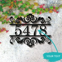 [Custom] Custom Name Metal Sign, House Number Sign, Metal Address Sign, Address Plaque, Home Number Sign, Vintage, Classic, Handcraft, Rural, Medieval Address Decor, Housewarming Gift, Front Door Sign, Wedding Gift, Wall Art, Garden Decor