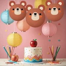 1pc Paper Art Bear Lantern For Party, Birthday, DIY Decor - Japanese Style Paper Lantern, Suitable For Church Sermons, Spring Picnics, Party, Church, Home Garden Decoration