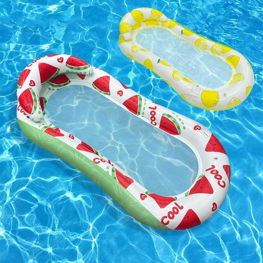 1pc Watermelon & Lemon Print Floating Mat, Suitable For Adults Sunbathing, Beach, Swimming Pool Party, Aqua Leisure Chair In Summer Pool Float - Multicolor - View 1