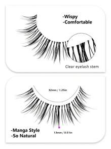 Asiteo Asiteo 5 Paar natürliche Anime Kunstwimpern mit transparentem Band, perfekt für Anfänger und Make-up-Künstler, ideal für den täglichen Comic-Augen-Look, Manga-Augen-Make-up-Wimpernstreifen, Wimpern, Kunstwimpern