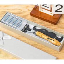 1 Stück individuell gravierter Herren Rasier-Set mit Holzgriff Rasierer, Rasierpinsel & Ständer, perfektes Geschenk für Väter, Trauzeugen, Vatertags-Geschenk