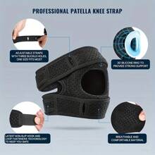 1 Pc-Adjustable Elastic Patella Knee Brace For Knee Discomfort, Knee Compression Sleeve Knee Brace, Workout Knee Pads For Women And Men-Suitable For Basketball, Tennis, Fitness, Running-10cm/4in Above Knee Circumference:30-56cm/12-22in, Black/ Grey Gym Accessories Knee Support