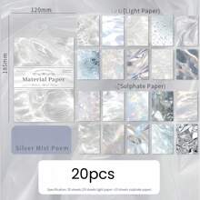 20 张水波和浮光系列 DIY 剪贴簿纸质用品美学纸质用品装饰纸材料用于 DIY 剪贴簿日记相册工艺品，适用于成人和青少年的书写绘画旅行日记 DIY 艺术工艺品、剪贴簿计划器子弹（粉色、蓝色、金色、紫色、灰色、绿色） - 彩色 - 查看 17