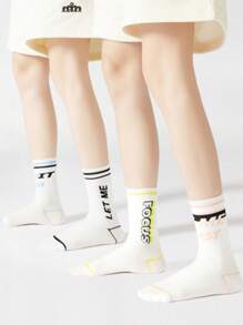 1/5 Pairs Basketball Mid-Calf Sports Socks For Men, High-Top Athletic Crew Socks