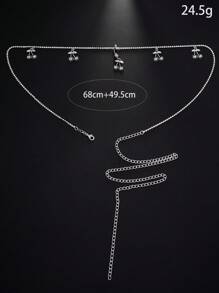 1pc New Cherry Pendant Waist Chain, Sparkly Fashion Crystal Sexy Belly Button Chain Waist Body Chain For Women