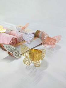 20pcs 3D Butterfly Paper Napkin Rings, Party Wedding Table Decoration, Suitable For Party, Holiday, Valentine's Day, Christmas