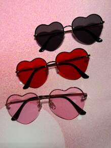 1pc Fashionable Women Heart-Shaped Metal Frame Gradient Colorful Fashion Glasses, Suitable For Party, Holiday, Music Festival, Tourism, Y2K Style For Summer Beach Vacation,Outdoor,Travel - 金色 - 查看 10