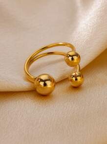 1PC Exaggerated Stainless Steel Bead Ball Rings For Women Men Open Adjustable Gold Color Stainless Steel Ring Waterproof Jewelry Gift