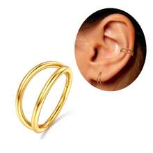 DAILI 1 pieza Aro de cartílago doble Anillo de nariz Anillo de septum de acero inoxidable Joyería de perforación Anillos de clicker de septum Arete de cartílago Helix Rook Trago Oro Plata 18G 16G 8mm 10mm - Pendientes de cartílago doble - Ver 16