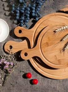 1pc 6-13 Inch Bamboo Wood Pizza Peel Paddle, Circular Baking Tray, Food Serving Platter For Pizza, Bread, Steak, Fruit, Cheese, Pizza/Fruit Cutting Board, Pancake Tray, Baking Kitchen Utensil, Back To School Supplies