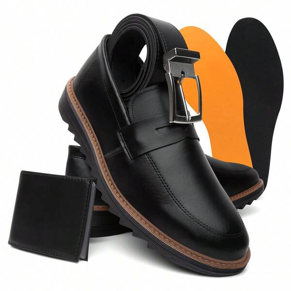 Kit Mocassim Oxford Masculino Slip On Drive Solado Tratorado Confortavel Dia A Dia Festas Formatura Numeração Especial 37 Ao 46 + Cinto E Carteira Masculina + Brinde Palmilha Confortavel