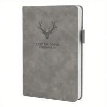 A5 Notebook Journal Ruled Notepad, 360 Pages PU Cover Notebook With Ribbon Bookmark, Paper Journal For Office Home School - Gray - View 1