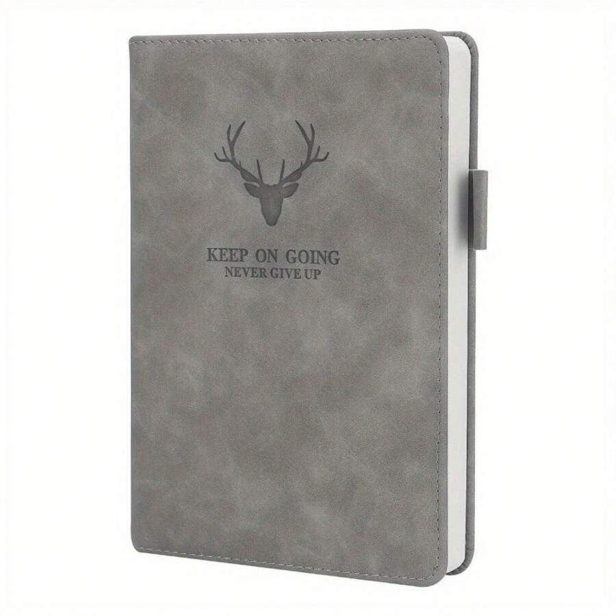 A5 Notebook Journal Ruled Notepad, 360 Pages PU Cover Notebook With Ribbon Bookmark, Paper Journal For Office Home School - Gray - View 1