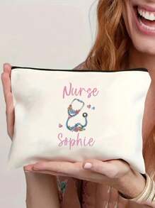 Personalized Beige Printed Nurse Bag, Customized Nurse Bag, Customized Toiletries Storage Bag, Cosmetics Storage Bag, Nurse Thank-You Gift, Registered Nurse Bag, New Nurse Gift, Customized Printed Girl Bag, Daily General Use - Multicolor - View 7