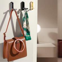 4个可折叠隐形挂钩，锌合金材质，浴室墙钩，可伸缩，适用于衣柜、围巾、帽子、睡袍、钥匙、钱包、包包等，简约风格