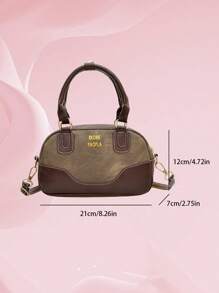 1pc New Fashion Shoulder Crossbody Bag Pu Material Zipper Closure Retro Casual Shell Bag Contrast Color Hand-Held Pillow Bag High-End Crossbody Bag Suitable For Commuting To Work, Shopping, Dinner, Giving Girls Gifts, Dating And Traveling