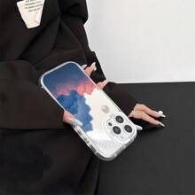 A Phone Case With Dreamy Cloud & Moon Print. Camera-Protected,Shock-Absorbing,Stylish And Unique Cloud-Moon Mirror Perfect For On-The-Go Makeup Touch-Ups,Mirror Phone Protective Case Can Be Used As A Makeup Mirror Compatible With Iphone16/7/8/11/12/13/14/15/X/XR/Xs/Plus/Pro/Pro Max/SE2/16e