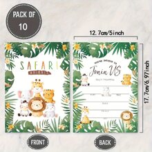 10pcs Forest Animal Pattern Party Invitation Cards, Party Decoration Supplies, Invitations And Cards Suitable For Birthday Party, Family Gathering, Baby Shower