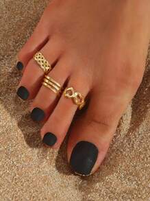 10 Pieces Star & Moon Open Toe Ring Set - Adjustable Geometric Hollow Beach Toe Rings