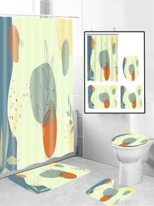Juego de 1/4 cortinas de baño impermeables con estampado bohemio, que incluye alfombrilla y tapa de váter a juego. Diseño abstracto medieval con elementos geométricos, hojas y plantas de colores. Ganchos incluidos. Material de poliéster lavable. Perfecto como regalo del Día de la Madre, regalo personalizado para mamá, regalo de última hora, ideas del Día de la Madre, regalos del Día de la Madre Domingo, tarjetas hechas a mano para mamá, mejores regalos del Día de la Madre por menos de $50