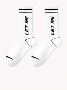 1/5 Pairs Basketball Mid-Calf Sports Socks For Men, High-Top Athletic Crew Socks