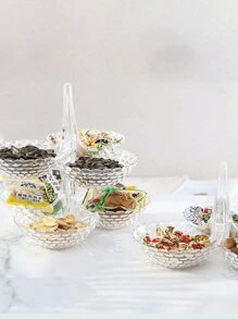1pc Transparent Multifunctional Household Fruit Plate Snack Storage Tray, Collapsible Fruit Plate, Multi-Layer Fruit Plate For Living Room Dried Fruit, Melon Seed, Candy Dish