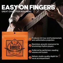 Smiger Cordas de violão acústico 6 cordas de aço sextavadas com revestimento de latão e ponta esférica 010.011,012, calibre disponível, melhor para iniciantes e cordas de reposição de violão