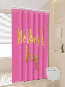 1pc Flower & Letter Print, Mother's Day Element Waterproof Shower Curtain Tapestry, With 12 Hooks Polyester Fabric Bathroom Decor, Waterproof Bathtub Divider, Modern Home Bathroom Decor, Washable, Grommet Top 35inX70in, 47inX70in, 59inX70in, 70inX70in Mother's Day Flowers, Personalized Gifts For Mom, Last Minute Gifts, Mother's Day Ideas, Mothering Sunday Gifts, Handmade Cards For Mum, Best Mother's Day Gifts Under $50