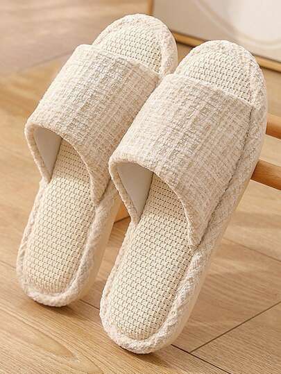 1 Pair Unisex Linen Slippers, Moisture Wicking Non-Slip Indoor Slippers, Breathable Home Slippers For Men & Women, All Season