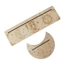 Soporte de madera para cartas de tarot con forma de luna y base rectangular, de 24,7 x 7,3 cm, para herramientas de adivinación de brujas
