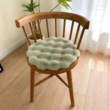 Alfombra redonda de felpa esponjosa, suave y de color crema, linda almohadilla decorativa para cama de mascota, silla, taburete, cojín de silla de oficina, cojín de asiento