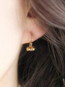 925 纯银三球吊坠耳环，优雅经典复古设计，时尚百搭女士耳环 - 金色 - 查看 1