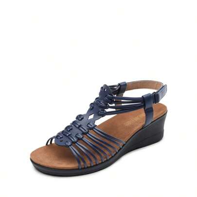 DREAM PAIRS Womens Wedge Sandals Gladiator Woven Strappy Open Toe Sandals Low Heel Summer Shoes