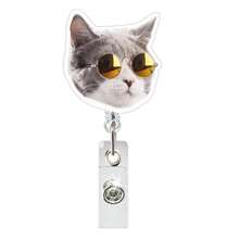 1 Pc Cute Cat Retractable Rotating Badge Reel With Alligator Clip ID Badge Holder - Multicolor - View 8