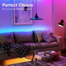 Fita de Luz Inteligente com LED RGB com Aplicativo Móvel e Controle Remoto de 24 Teclas, Iluminação com Sincronização de Música, Adequada para Casa, Quarto, Criação de Atmosfera, Festa e Decoração de Feriados