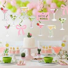 10pcs/Set,Espresso Martini Party Hanging Swirl Decor A Tini Bit Older Birthday Decorations Tini Bar Party Ceiling Streamers For Martini Bow Themed Birthday Bachelorette Bridal Shower Party Supplies