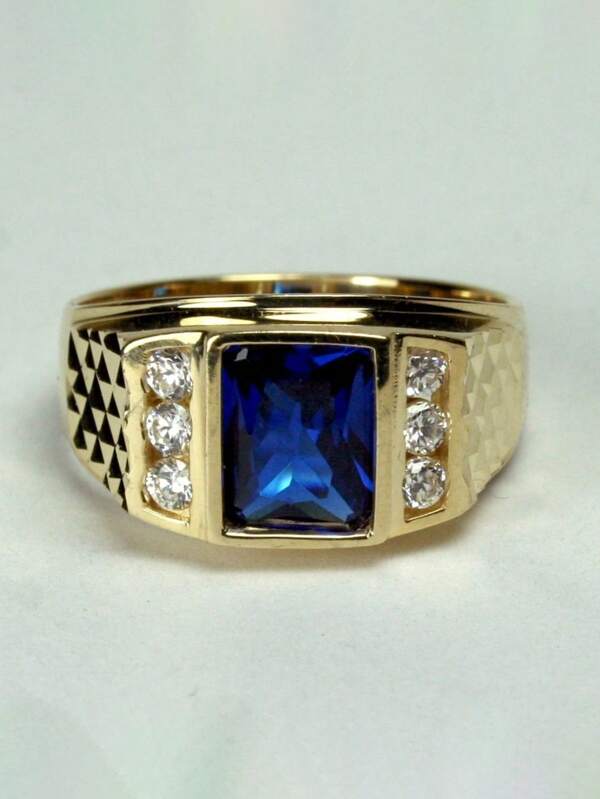 خاتم أزرق مربع فاخر شخصي للرجال، هدية للحفلات الخطوبة والزفاف والمناسبات