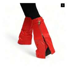 Botas de plataforma con cierre de candado de dobladillo de tela vaquera, pantalones inteligentes - Rojo - Ver 2