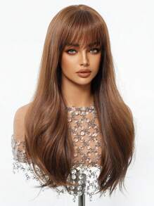 Linen Brown Butterfly Haircut Curly 22 Inch Hair Wigs For Women Girls Synthetic Wavy Hair Replacement Wigs Music Festival For Women To Achieve A Cute Look Easily Wear Halloween
