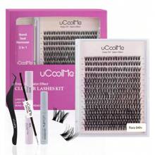 UCoolMe Lash DIY Extension Kit And Lash Clusters 8-18mm | Bond Seal And Remover Eyelash Makeup Eyelashes Cosmetic Lash Extensions Lash Extension Salon New Years Gift Lash Clusters - Bộ Flora 049 [Trông tự nhiên] - Xem 2
