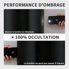 Rideau 100% caché 2 pièces, rideau en lin isolé thermiquement anti-chaleur texturé opaque rideau à œillets isolation légère anti-UV décoration chambre maison salon intérieur